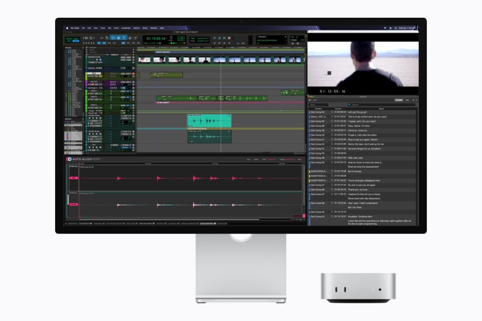 Mac mini med M5 Pro vises med Pro Tools på skærmen.