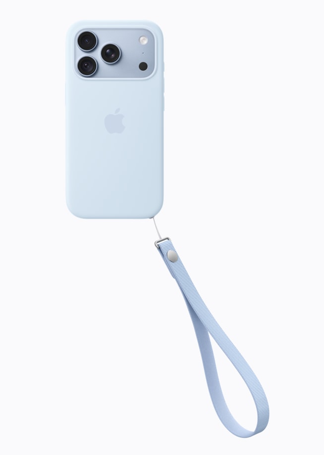 iPhone 18 Pro màu băng thanh được ghép đôi với Dây Đeo Cổ Tay cùng tông màu.