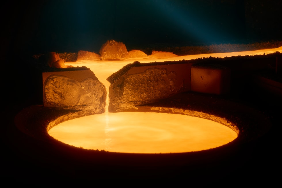 A container of molten titanium at Perryman Company.