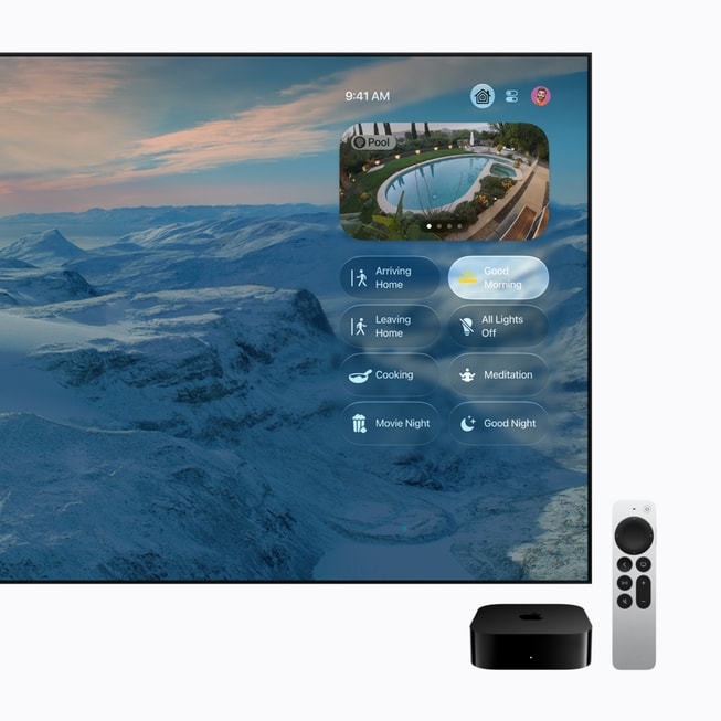 Un Apple TV 4K muestra los controles de domótica de un usuario.