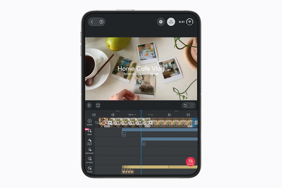 A fully flat open iPhone Duo shows the VLO app.
