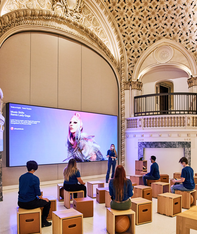 Guests attend a Today at Apple session in an Apple Store.