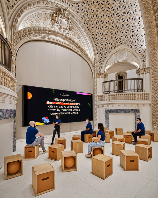 The Forum and signature video wall, underneath the fully restored arch, at Apple Tower Theatre.