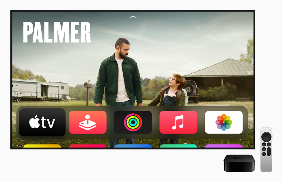 “Palmer” show page on Apple TV, with Apple TV 4K and Siri Remote.