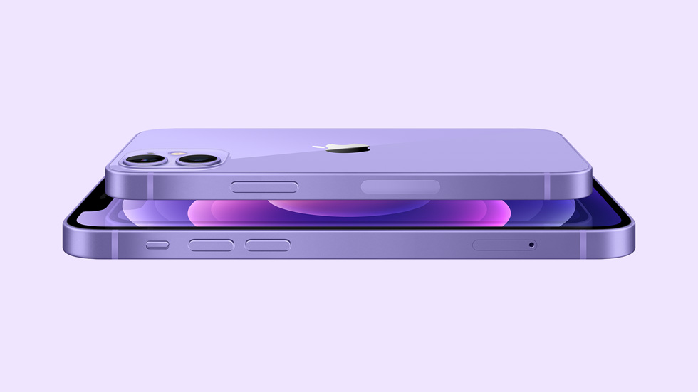 iPhone 12 und iPhone 12 mini im neuen violetten Finish.
