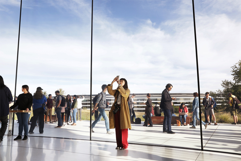 Guests at Apple Park’s Steve Jobs Theater.