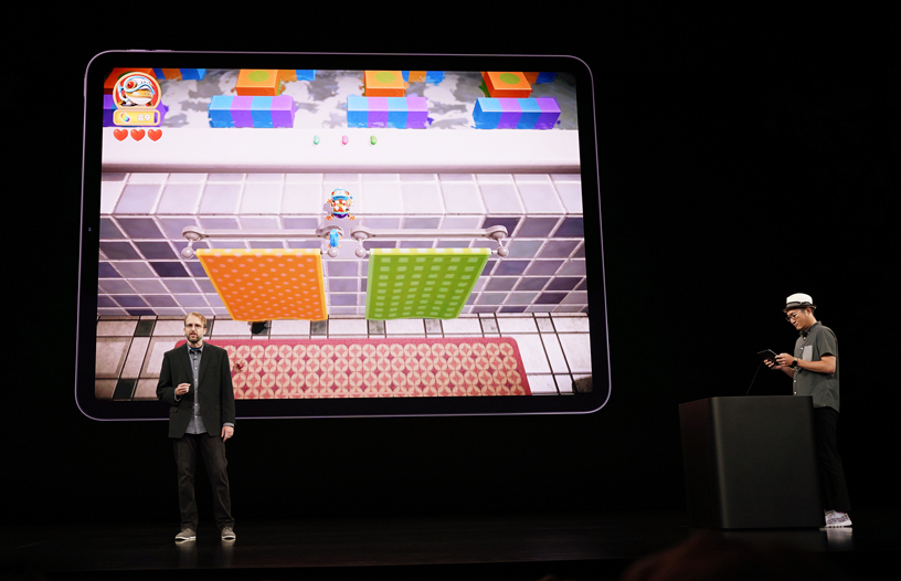 Benjamin Kinney on stage at Steve Jobs Theater.