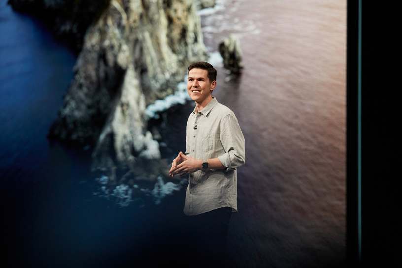 Rob Chatfield on stage at WWDC 2019.