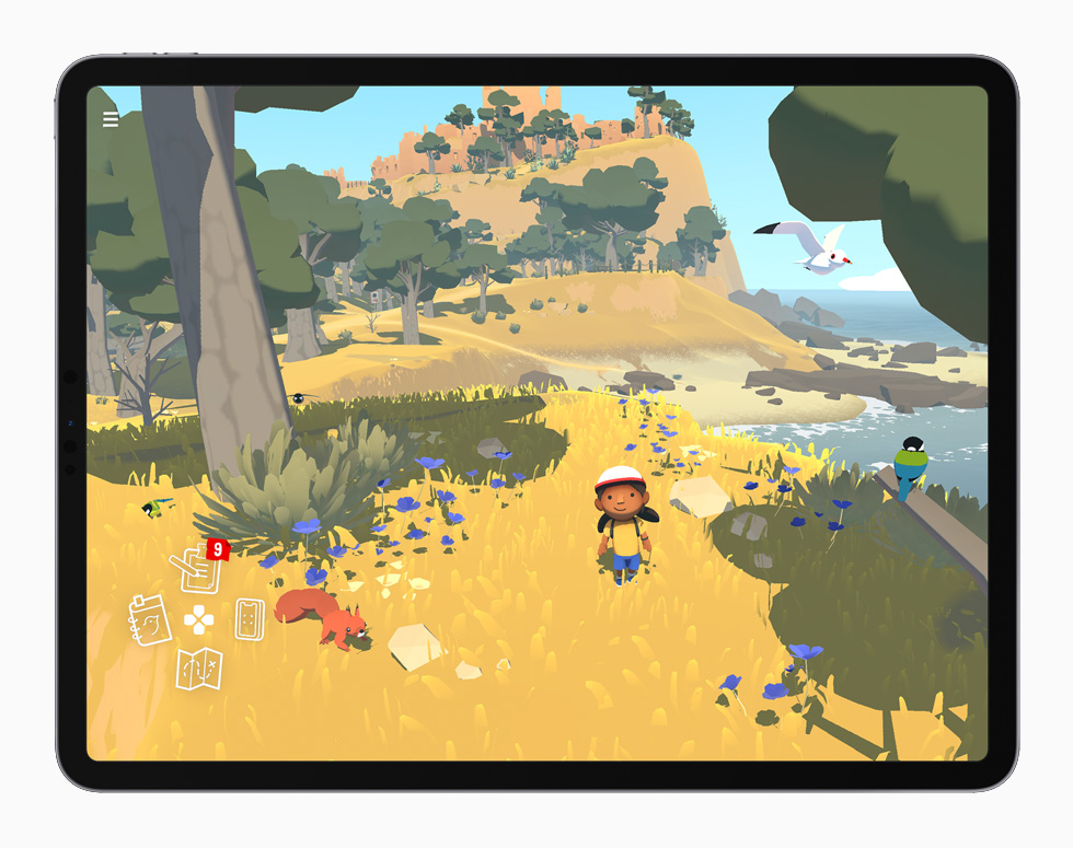 “Alba” gameplay displayed on iPad Pro.