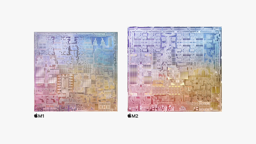 Comparaison des puces M2 et M1.