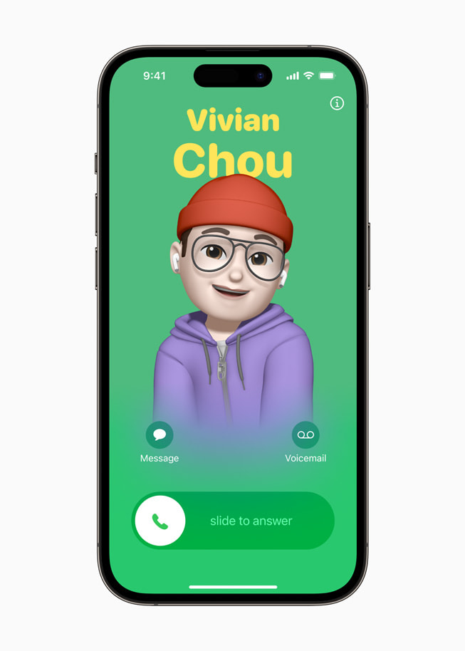 En Contact Poster for Vivian Chou vises på iPhone 14 Pro.