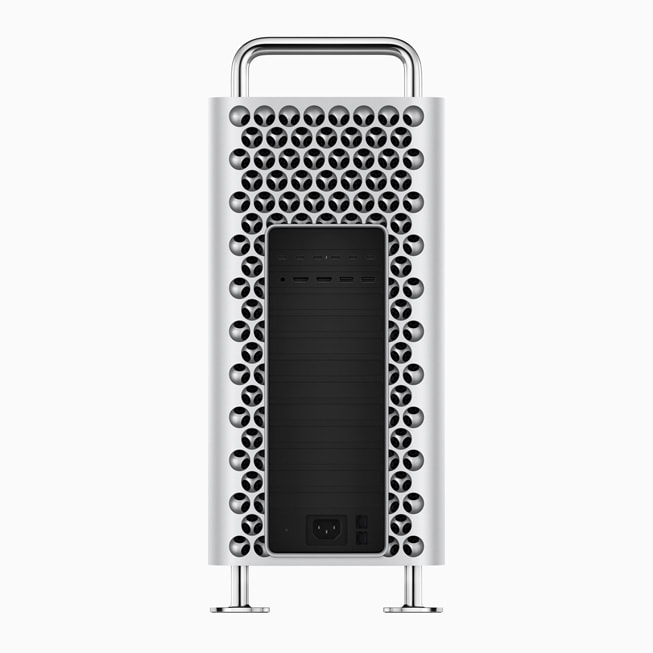 The connectivity ports are shown on the back of Mac Pro.