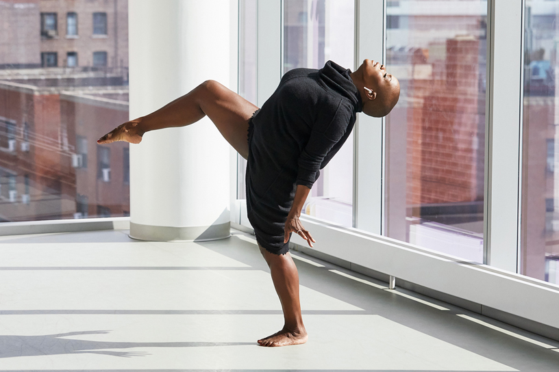 Hope Boykin wears her AirPods while dancing at The Ailey School.
