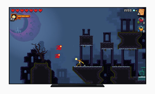 “Dandara Trials of Fear” gameplay in the Apple TV app. 