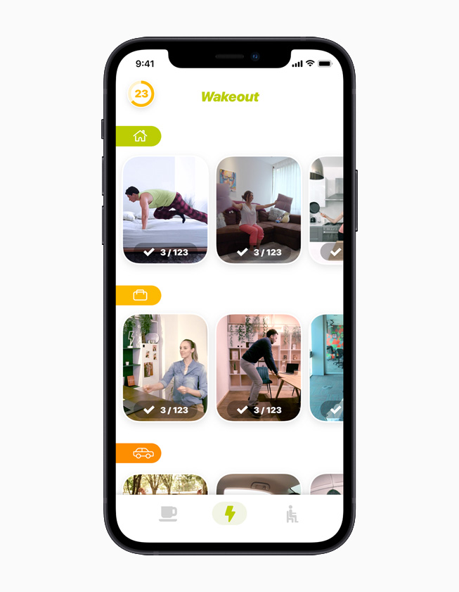 The Wakeout! app on iPhone 12. 