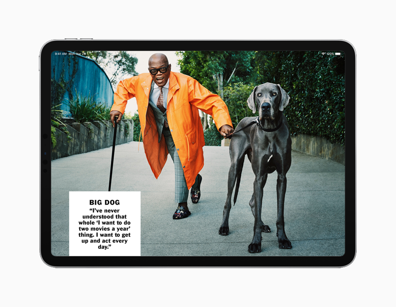 iPad showing image of Samuel L. Jackson.