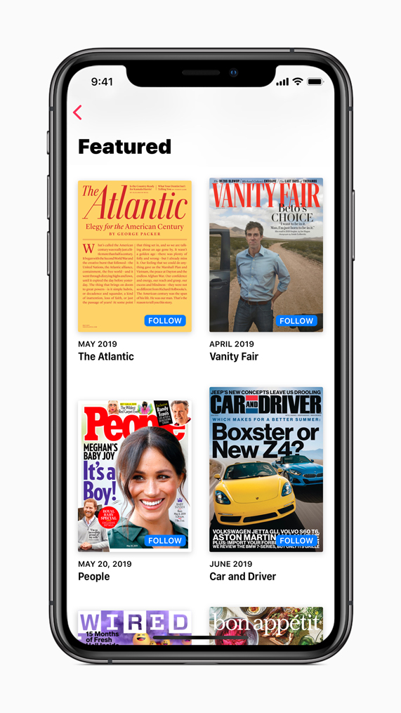 Featured tab in Apple News+ app on iPhone.