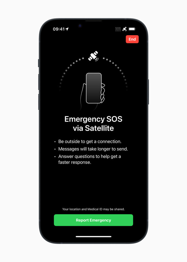 Intuitive satellite prompt on iPhone 14 Plus.