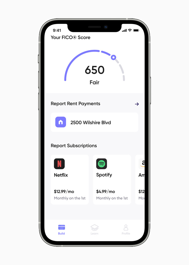 The Perch app’s displays a user’s FICO score on iPhone 12 Pro.