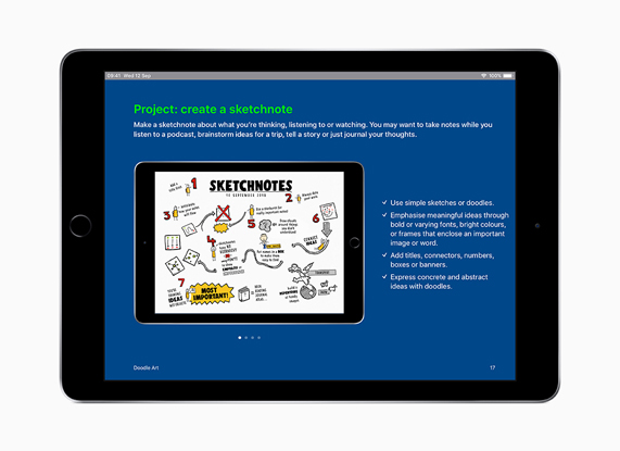 iPad with Everyone Can Create on screen in English.
