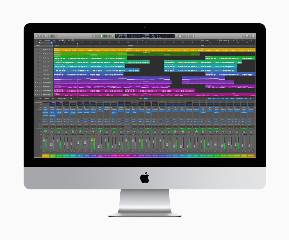 Logic Pro X displayed on the 27-inch iMac.