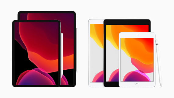 The iPad family with Apple Pencil.