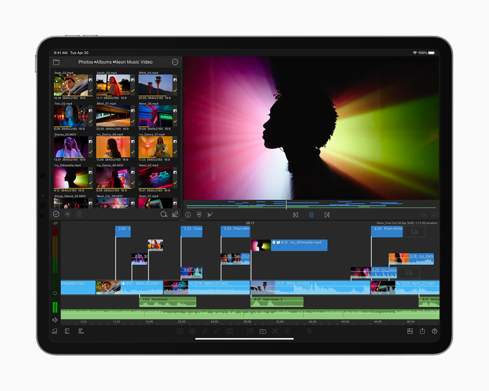 En musikvideo, der redigeres på iPad Pro. 