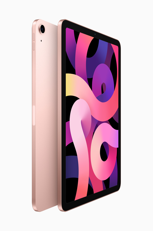 Zwei iPad Air Rücken an Rücken in Roségold.