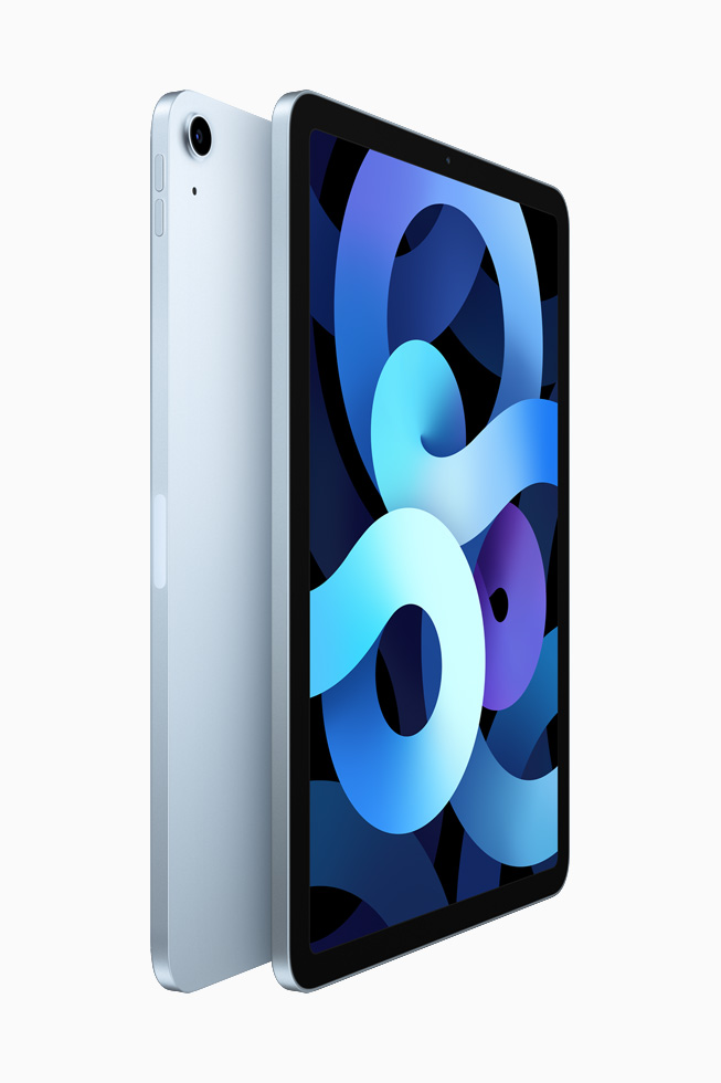 Zwei iPad Air Rücken an Rücken in Sky Blau.