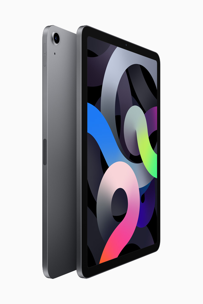 Zwei iPad Air Rücken an Rücken in Space Grau.