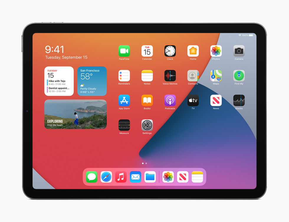 Der neu gestaltete Home-Bildschirm auf dem iPad Air.