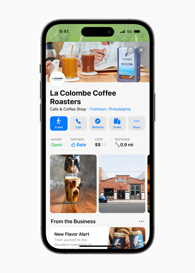 Wizytówka kawiarni La Colombe Coffee Roasters.