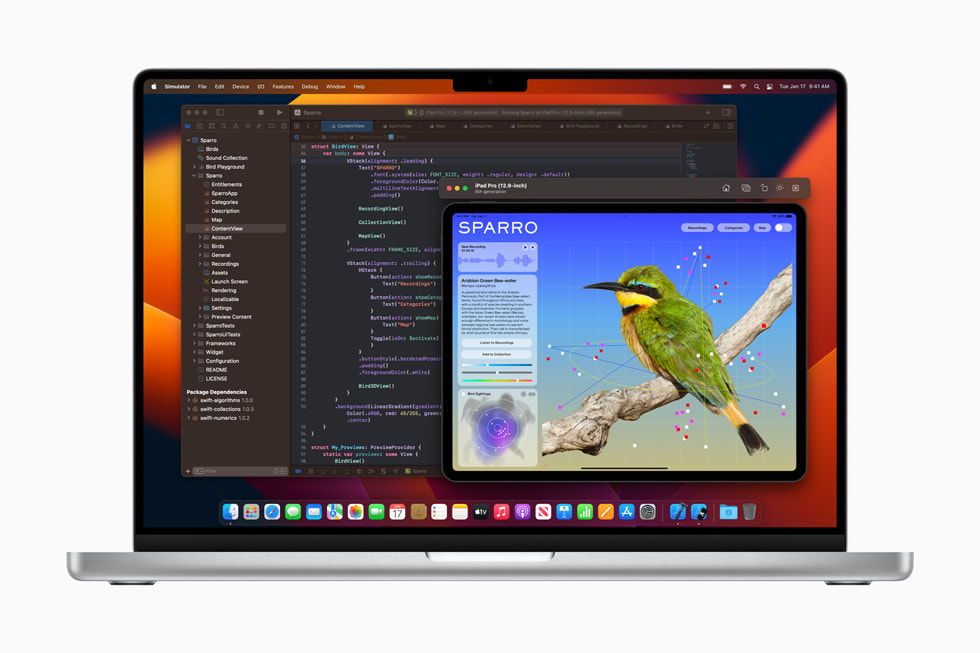 Xcode is shown on MacBook Pro with M2 Pro.