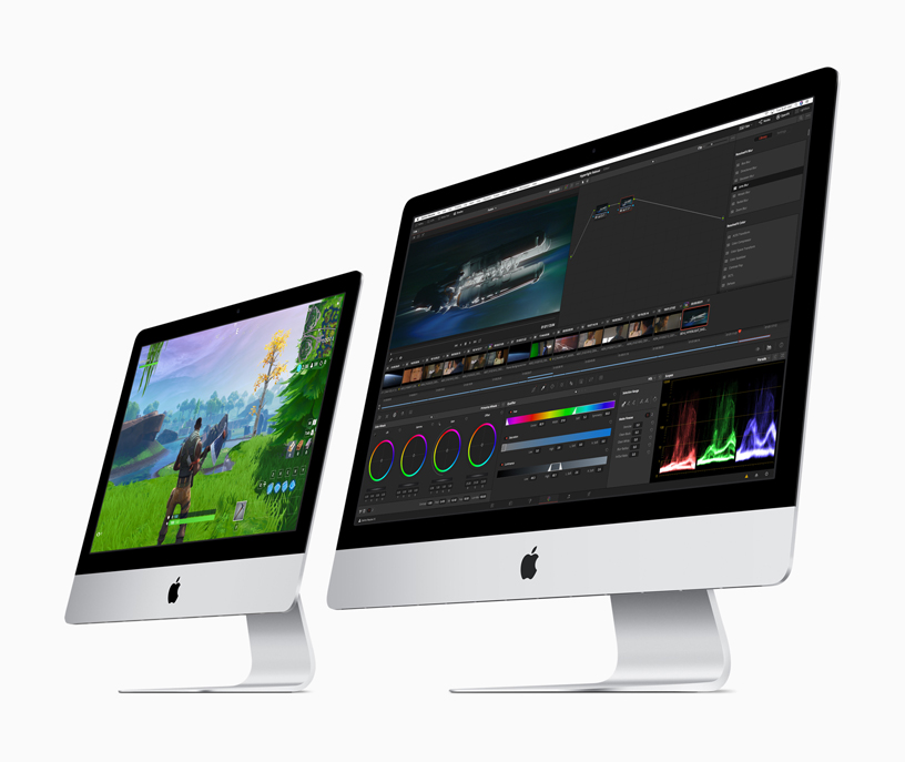 A 21.5” iMac and a 27” iMac side by side.