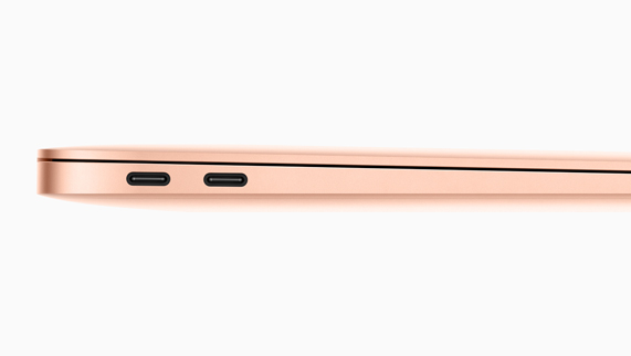 Side view of Thunderbolt 3 ports on MacBook Air.