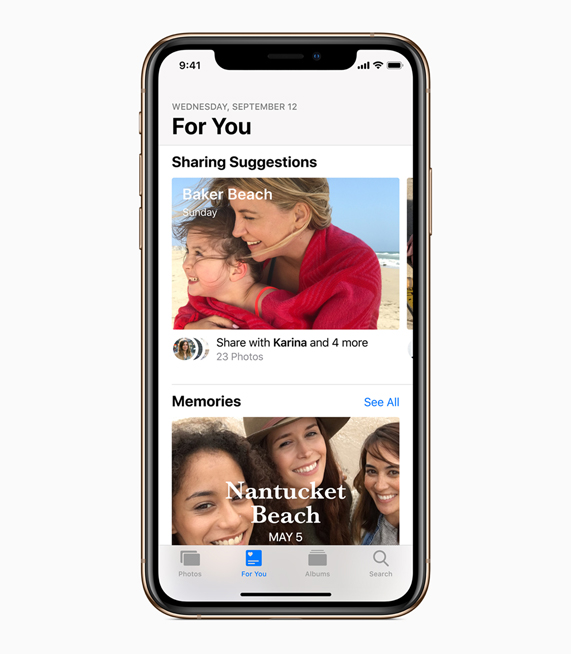 The updated Photos screen with iOS 12.