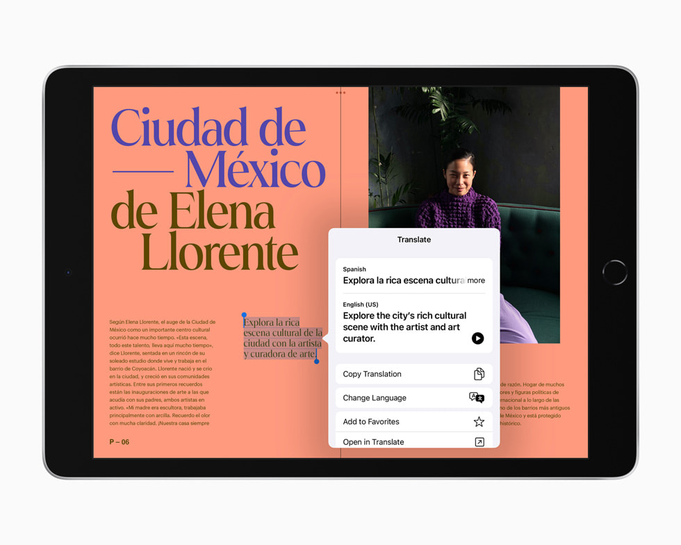 The new Translate experience displayed on the new iPad.