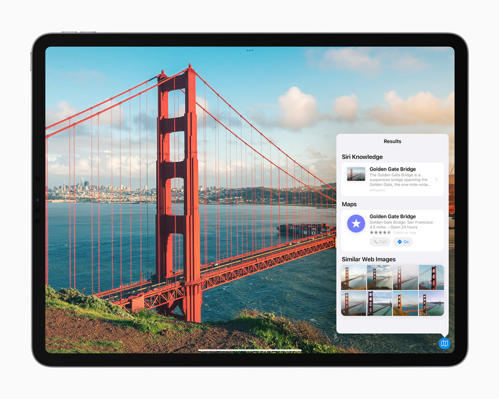 The new visual lookup experience in Spotlight displayed on iPad Pro.