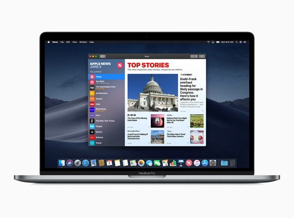 Image of the new Apple News desktop widget