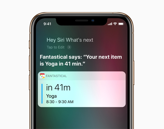 iPhone showing screen with Siri Shortcut for Fantastical.