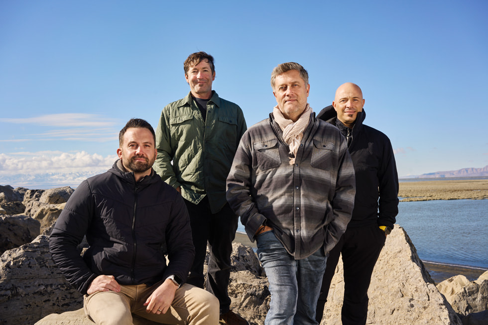 From left to right, the Huish Outdoors team that brought Oceanic+ to life: Nick Hollis, Mike Hush, Olivier Laguette, and Andrea Silvestri. 
