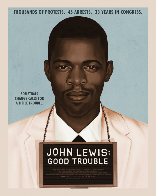 A promotional poster featuring a young John Lewis for the documentary “John Lewis: Good Trouble.”