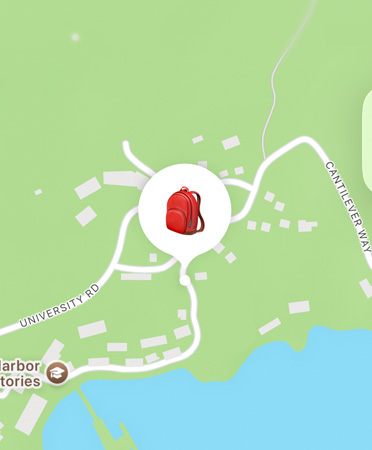 Find My app in use, showing a person's location on a mountain