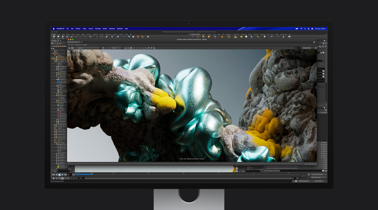 Studio Display XDR’da bir animasyon dosyasının durağan görüntüsü