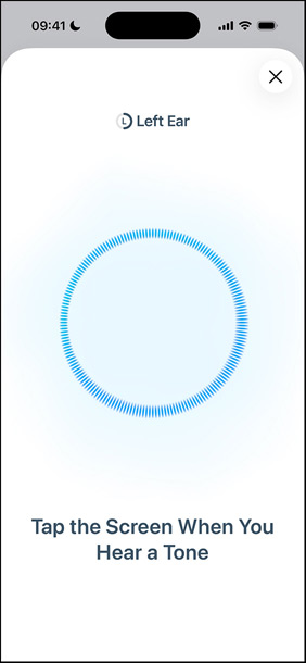 iPhone showing the hearing test in progress next to the AirPods Pro 3