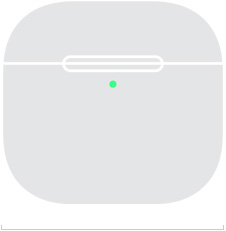 AirPods 5 充電盒正面的插圖，展示寬度為 50.1 公釐