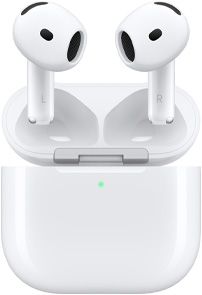 AirPods 5 無線充電盒打開，展示懸浮在上方的 AirPods