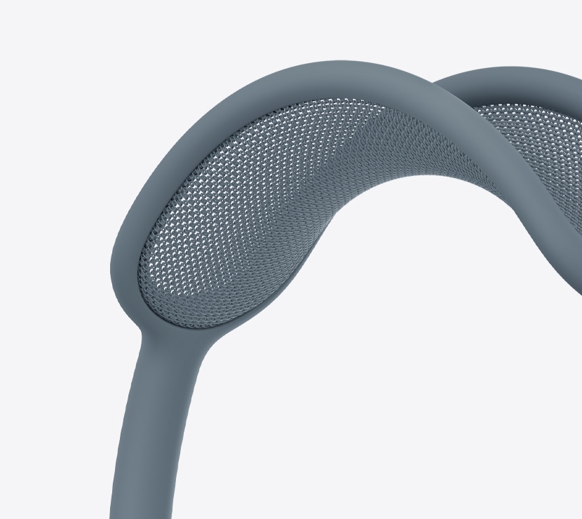 AirPods Max 2 слушалки, син цвят, детайл на текстилната мрежа