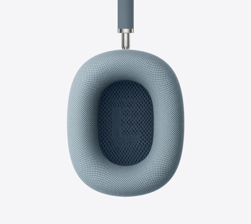 AirPods Max 2 слушалки, син цвят, детайл на вътрешността на възглавничката за ухо
