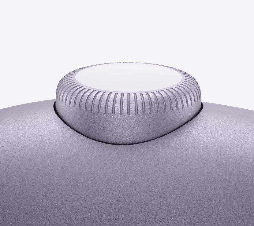 AirPods Max 2 слушалки, виолетов цвят, детайл на Digital Crown